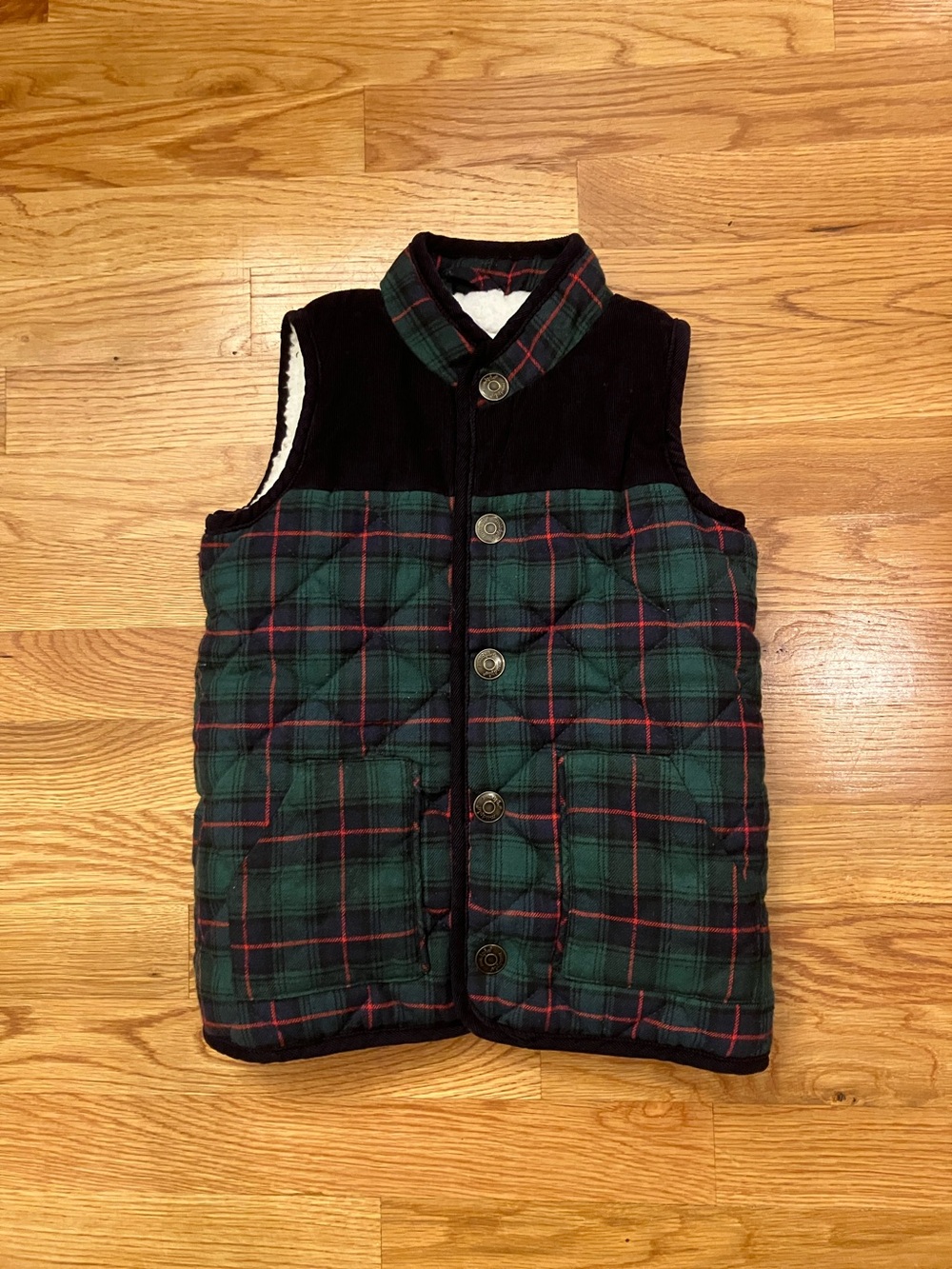 Mud Pie Green Plaid Quilted Kids Vest